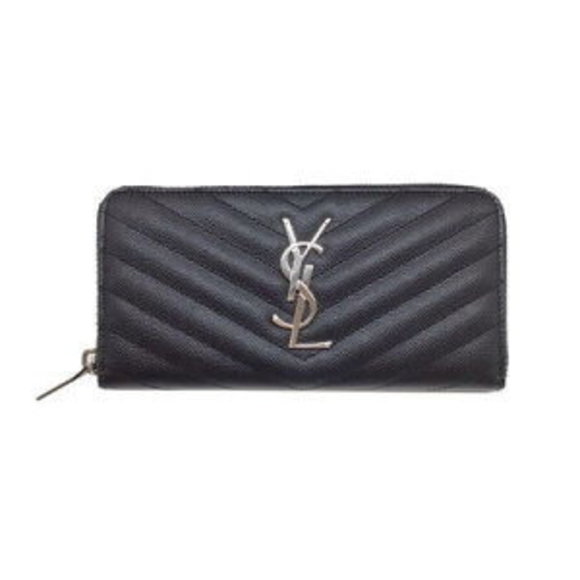SAINT LAURENT PARIS Zip Long Wallet Black Leather - Picture 1 of 7